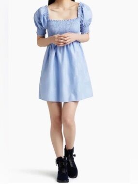 Hill House Home The Athena Nap Dress Light Blue Glitter Check size S